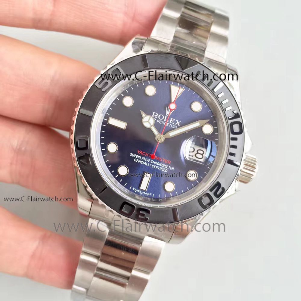 New Fake ROLEX Yachtmaster Watch / Stainless Steel New Blue Dial